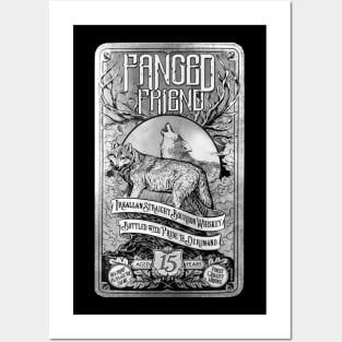 Fanged Friend Whiskey Wolf Logo Posters and Art